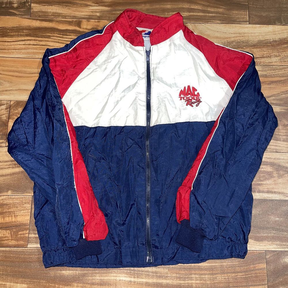 Vintage 90s Swingster Mac Tools NASCAR Racing Windbreaker Zip Lined Jacket M/L